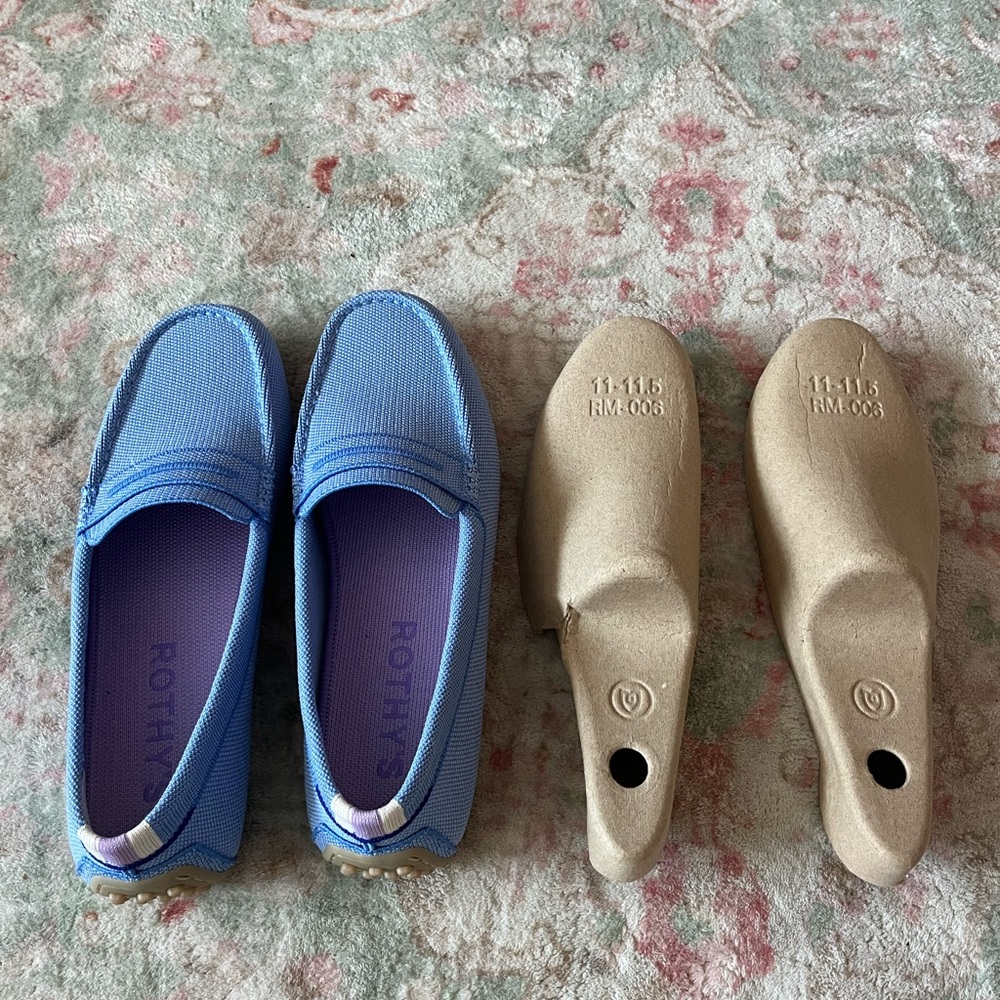 Rothy’s Men’s Driving Loafers Blue Knit Size 11–11.5